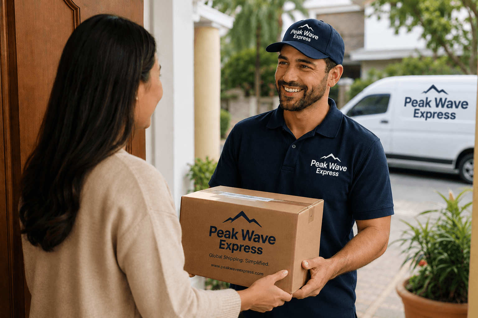 Courier holding a package ready for delivery